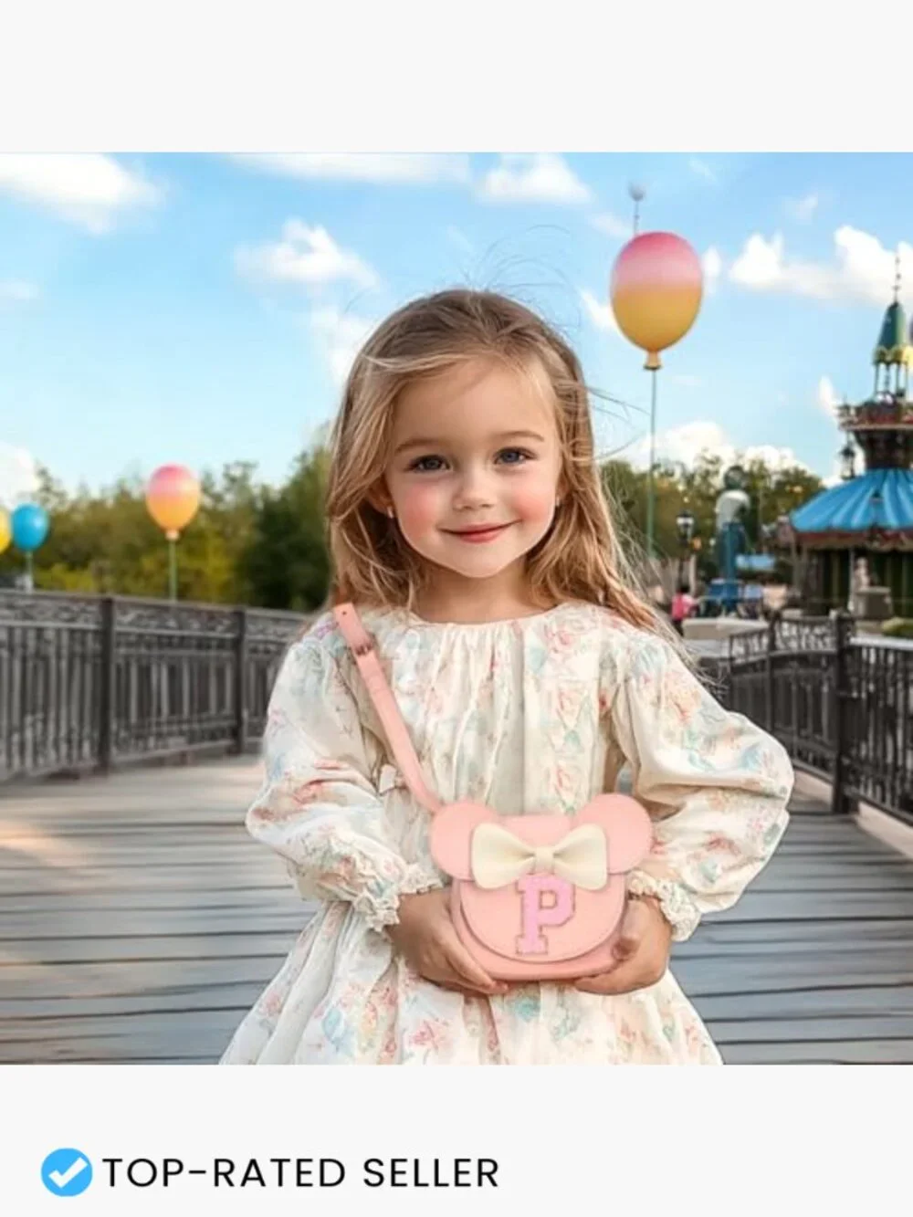 Personalized Toddler Purse with Letter Patch, Faux Leather, Adjustable Strap,